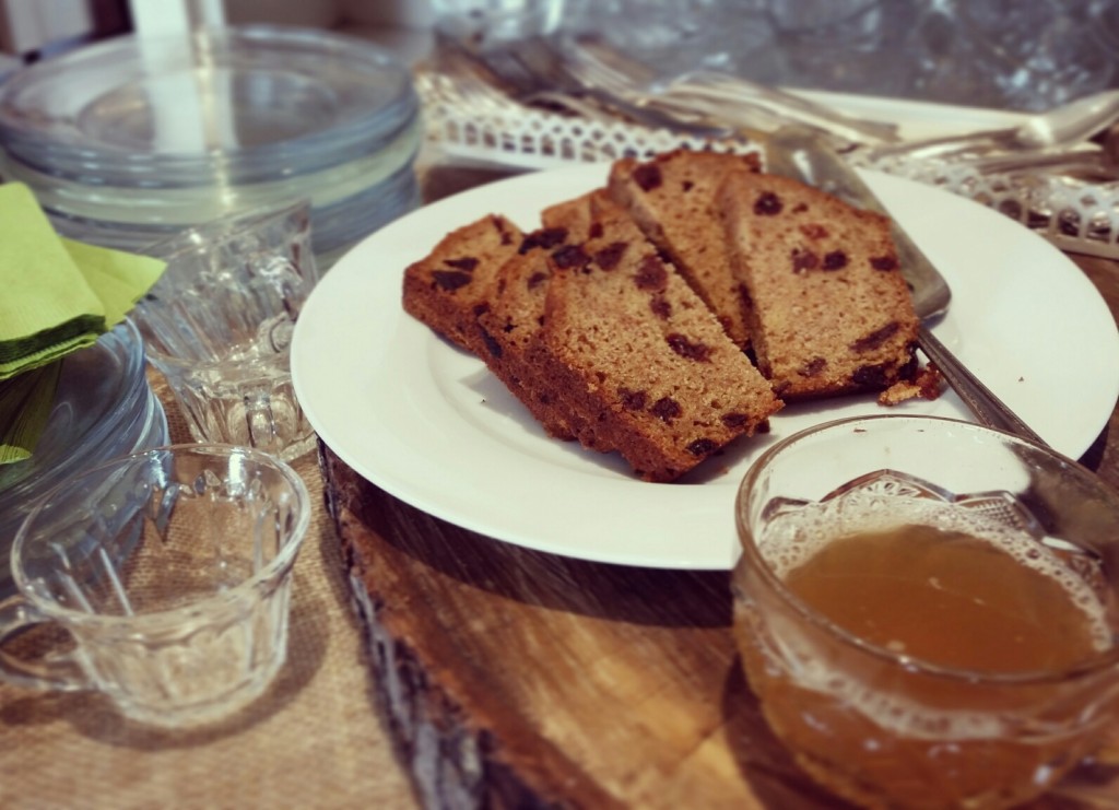 Come inside for some warm apple cider and cherry bread when the weather turns chill.